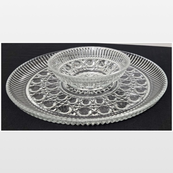 VTG Indiana Glass Presentations Crystal Chip & Dip 2 Piece Set 5451 Original Box - Picture 8 of 14